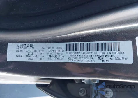 2020 Ram 1500 Rebel 4X4 5'7 Box z USA, uszkodzony, nr VIN 1C6SRFLT8LN229838